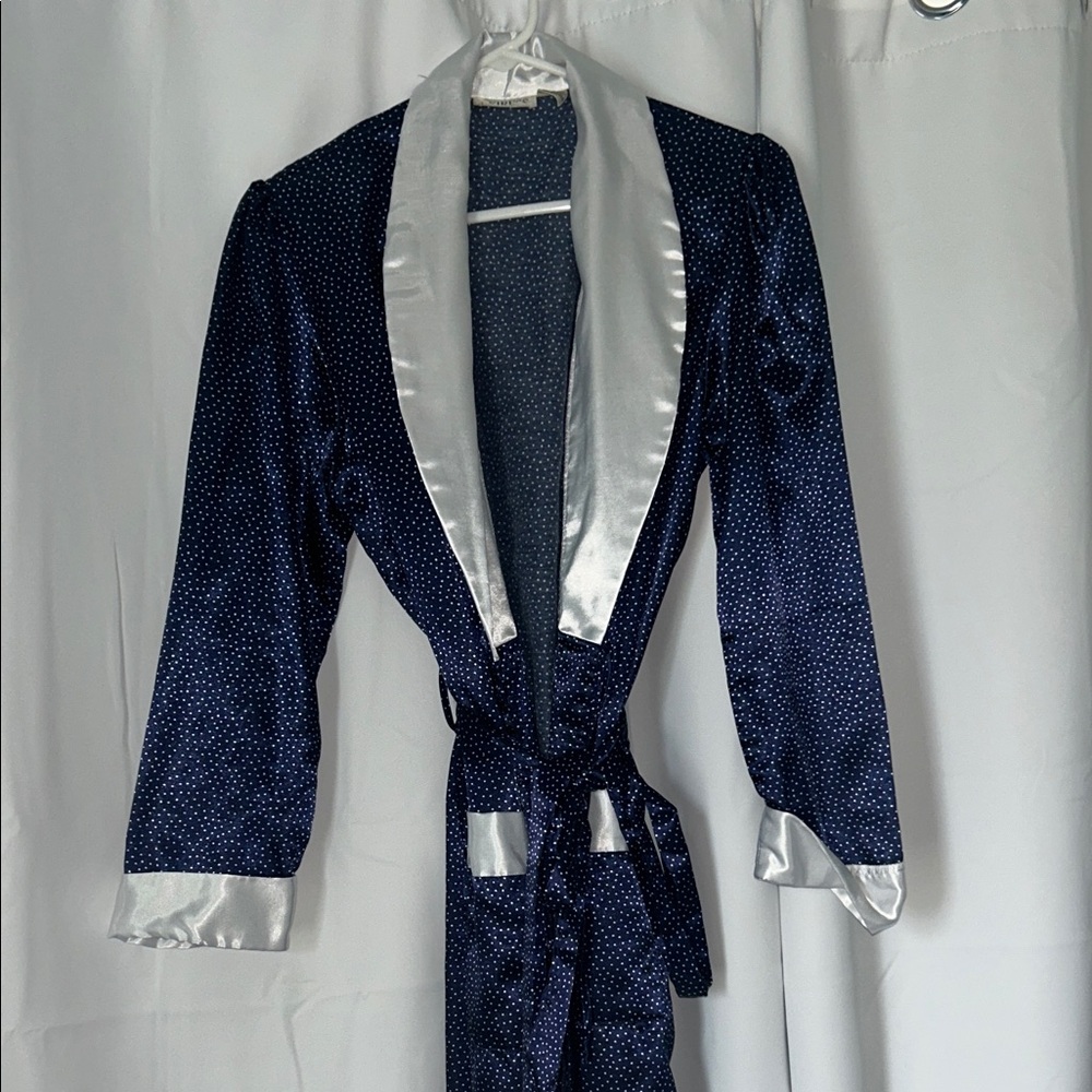 Navy Blue Polka Dot Women's Robe